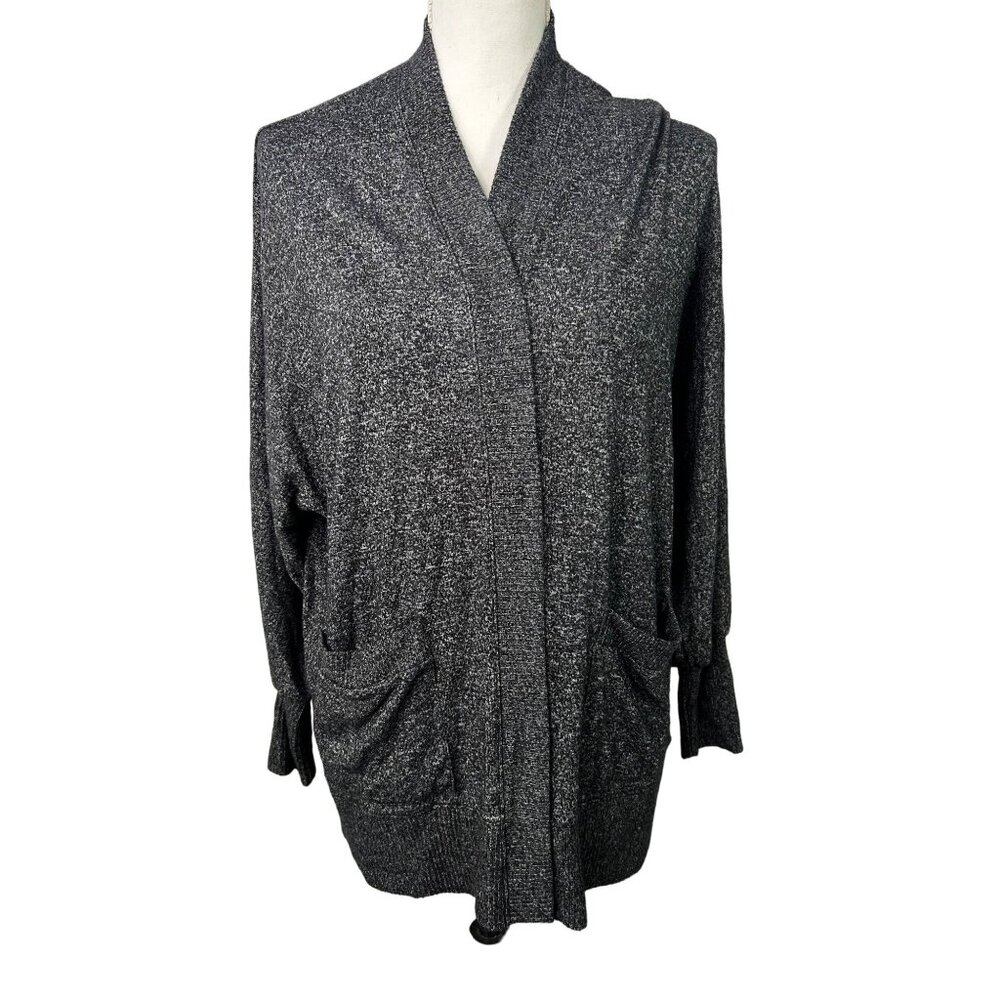 Open Front Cardigan Duster‎ Pockets Long Sleeve Knit Gray size XS